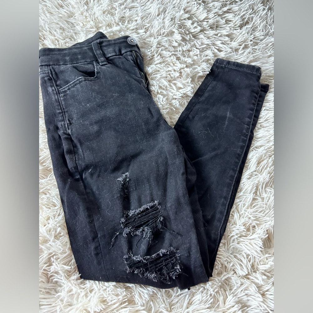 American Eagle Outfitters Black Distressed Jeans